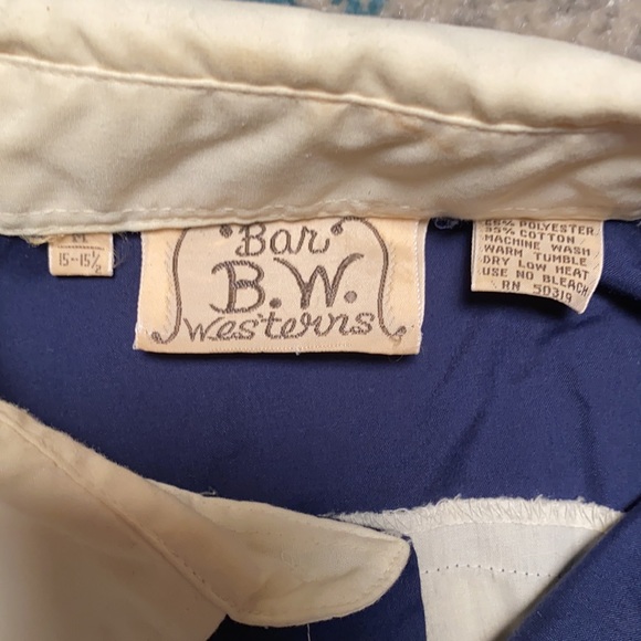 Vintage cream and blue western button down - Picture 3 of 5